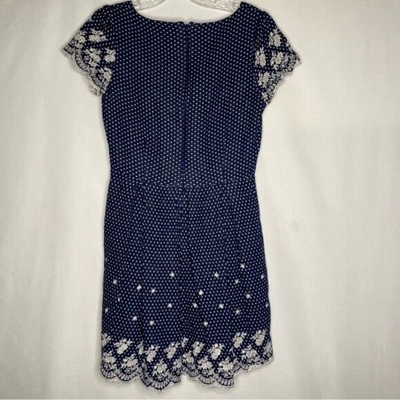 Francesca's Jun & Ivy Blue White Embroidered Floral Eyelet Fit & Flare Dress M - Picture 5 of 10